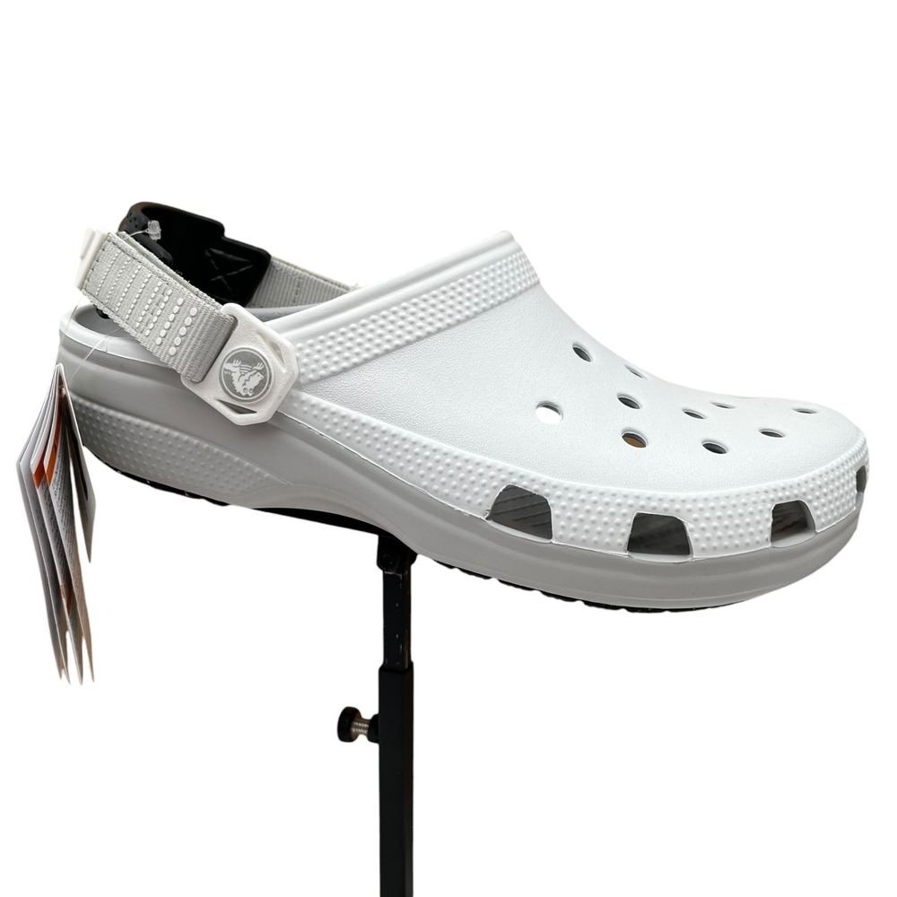 Crocs Mens Classic Turbo Slip-on Clogs Size 11 White Gray Sporty Water Friendly